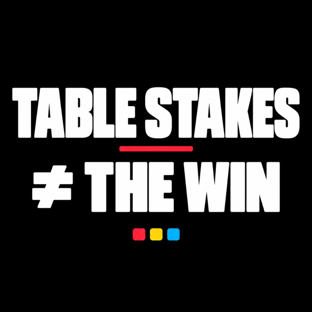LinkedIn graphic: TABLE STAKES ≠ THE WIN — geolocation compliance is necessary but lottery player experience is the real game